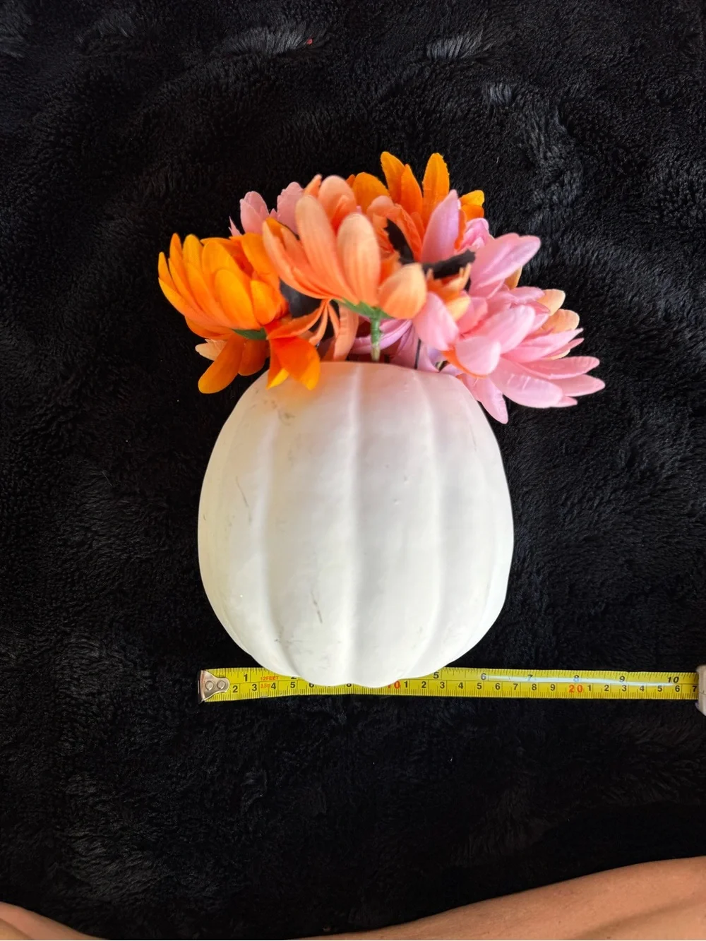 Set of 10 Faux Floral Pumpkin & Skull Centerpieces in Pink, Orange and Black